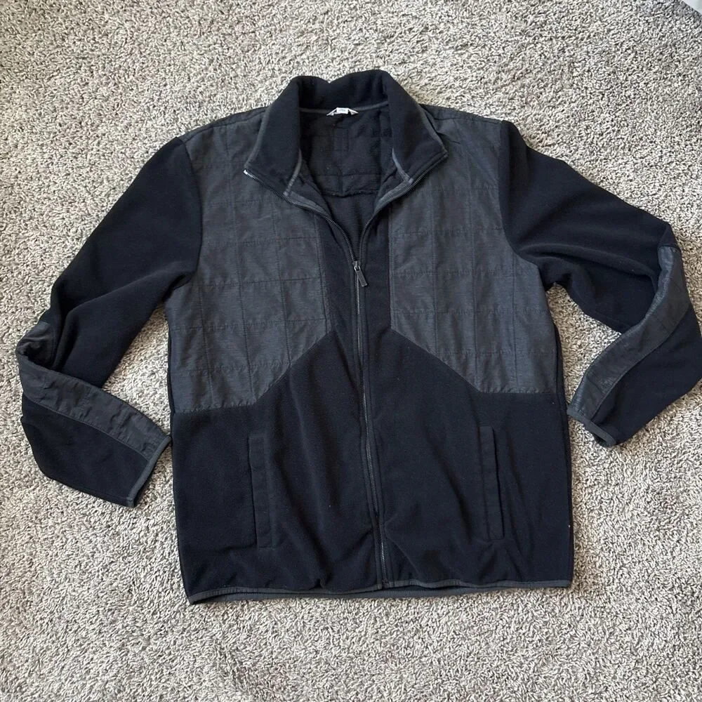 Calvin Klein Jacket Mens XL Black Full Zip Fleece Polyester Jacket Vintage New